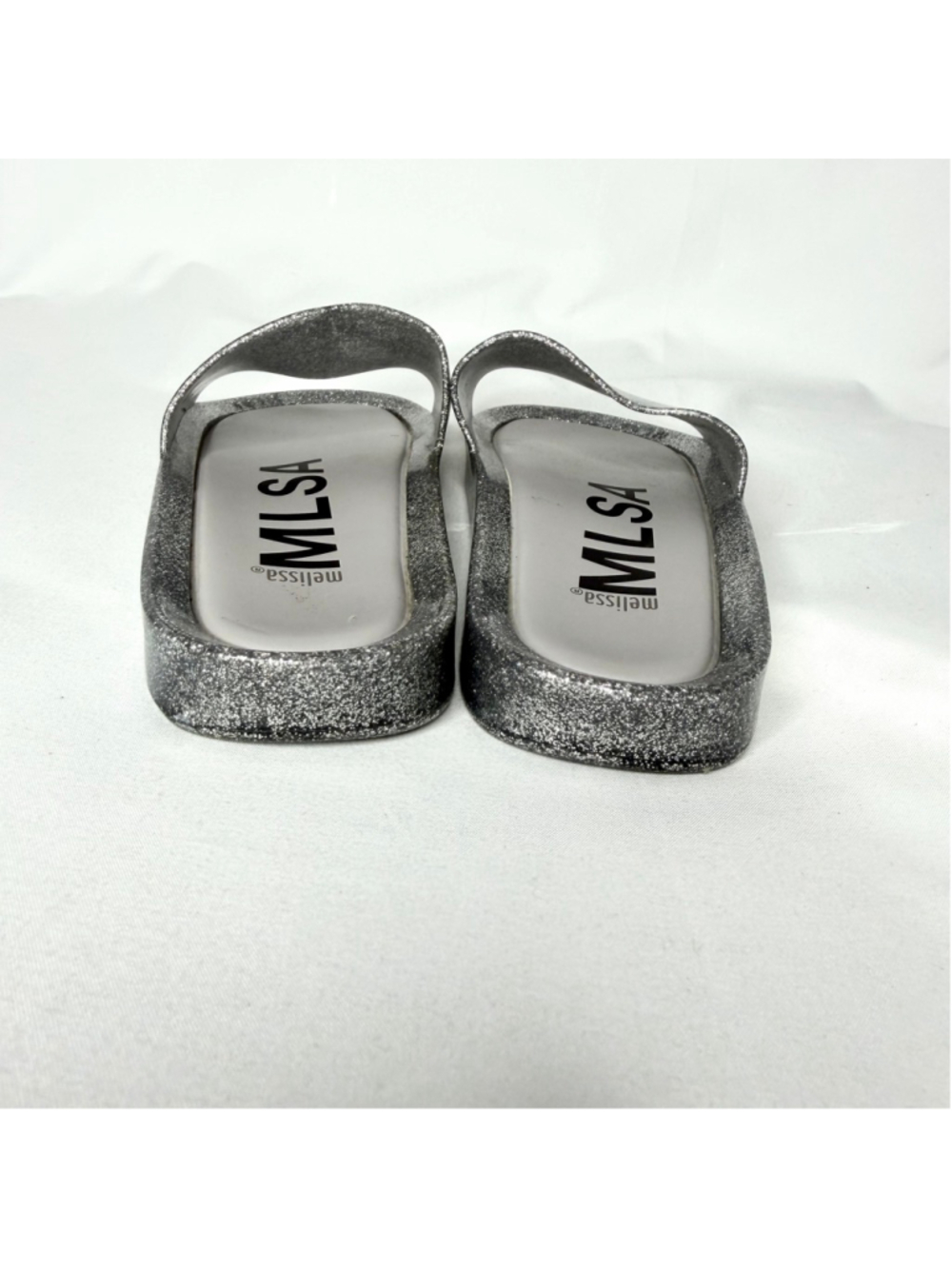 Women's Melissa Silver Glitter Slide Sandals Size 8 - Picture 3 of 4